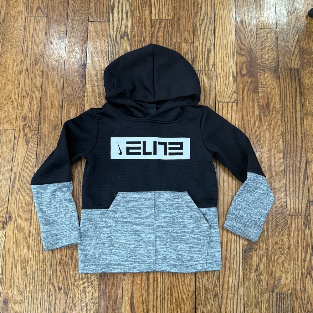 Nike Elite - Kids Black and Gray dri fit Hoodie - Size 5